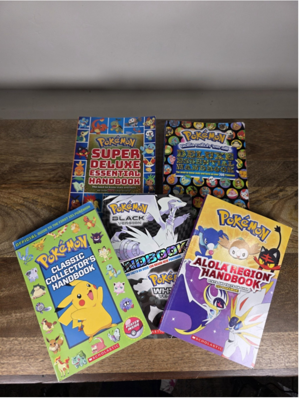 Pokemon Handbook Book Lot of 5 Scholastic Collectors Guide Pikachu Alola
